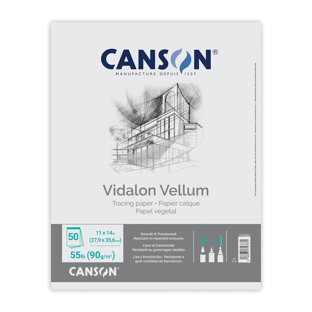 Open in modal - Canson Vidalon Vellum Pad - 11" x 14", 50 Sheets, front cover