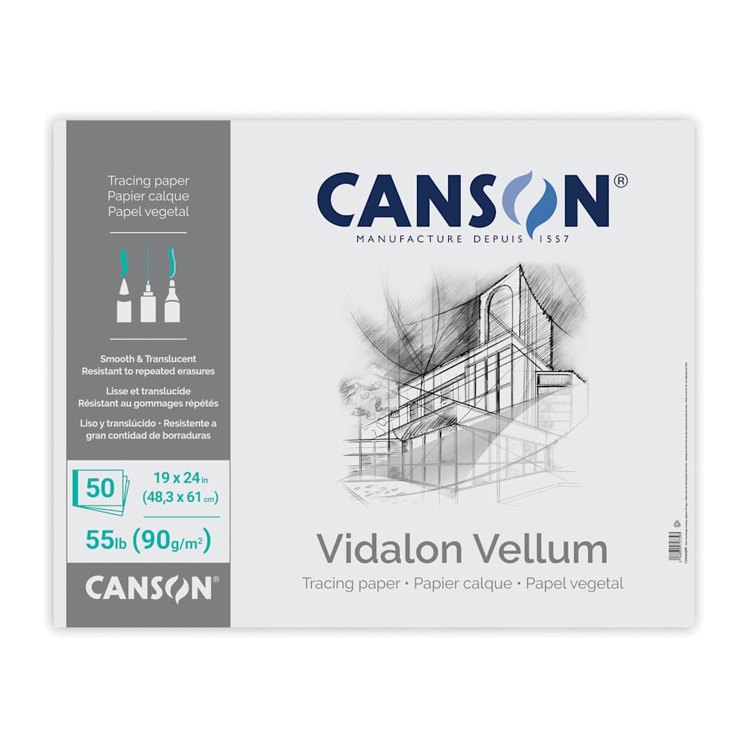 Open in modal - Canson Vidalon Vellum Pad - 19" x 24", 50 Sheets, front cover