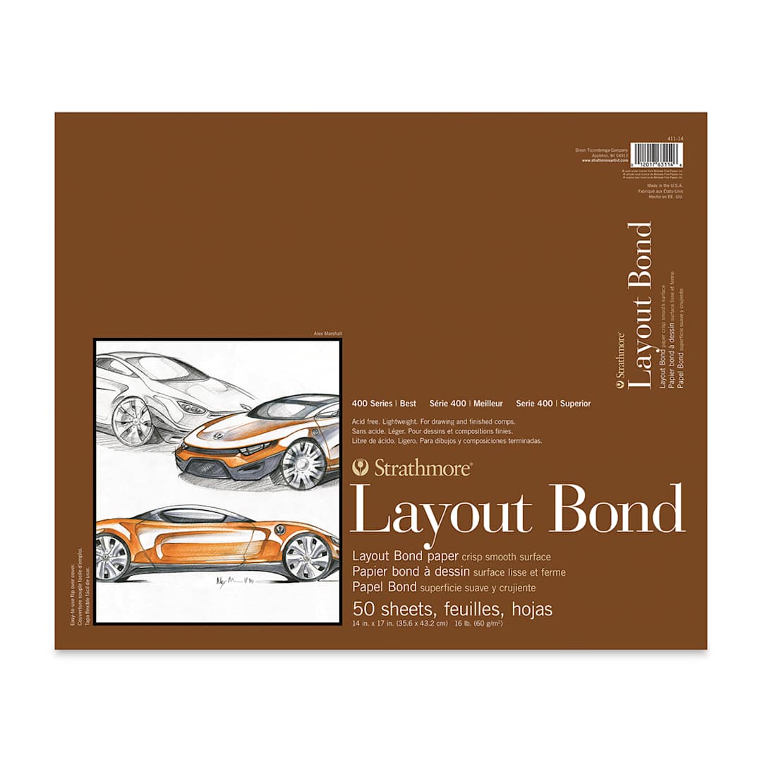 Open in modal - Strathmore 400 Series Layout Bond Pad - 14" x 17", Tape Bound, 50 Sheets