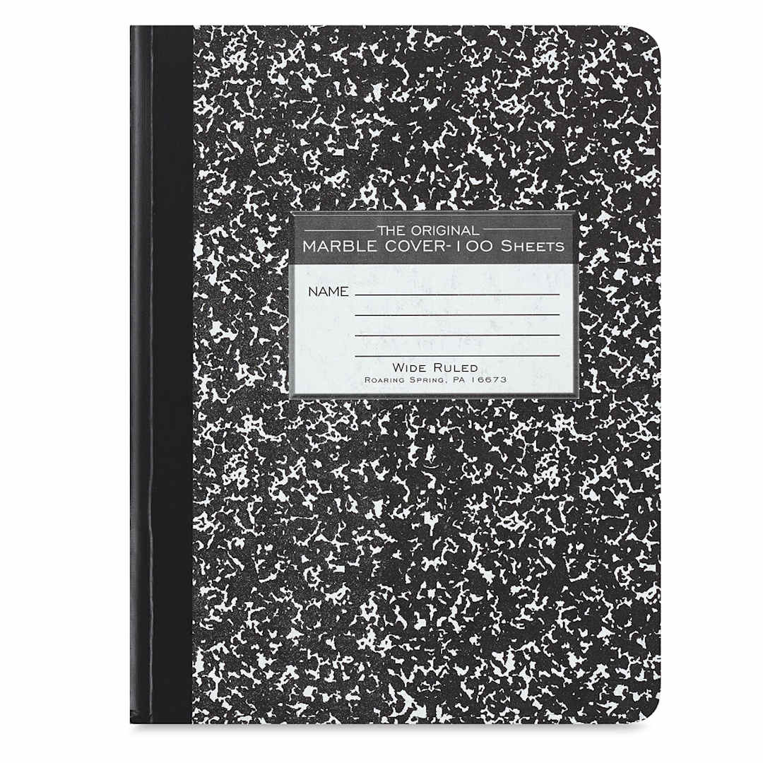 Open in modal - Roaring Spring Composition Notebooks - Front cover of Black Wide Ruled Notebook