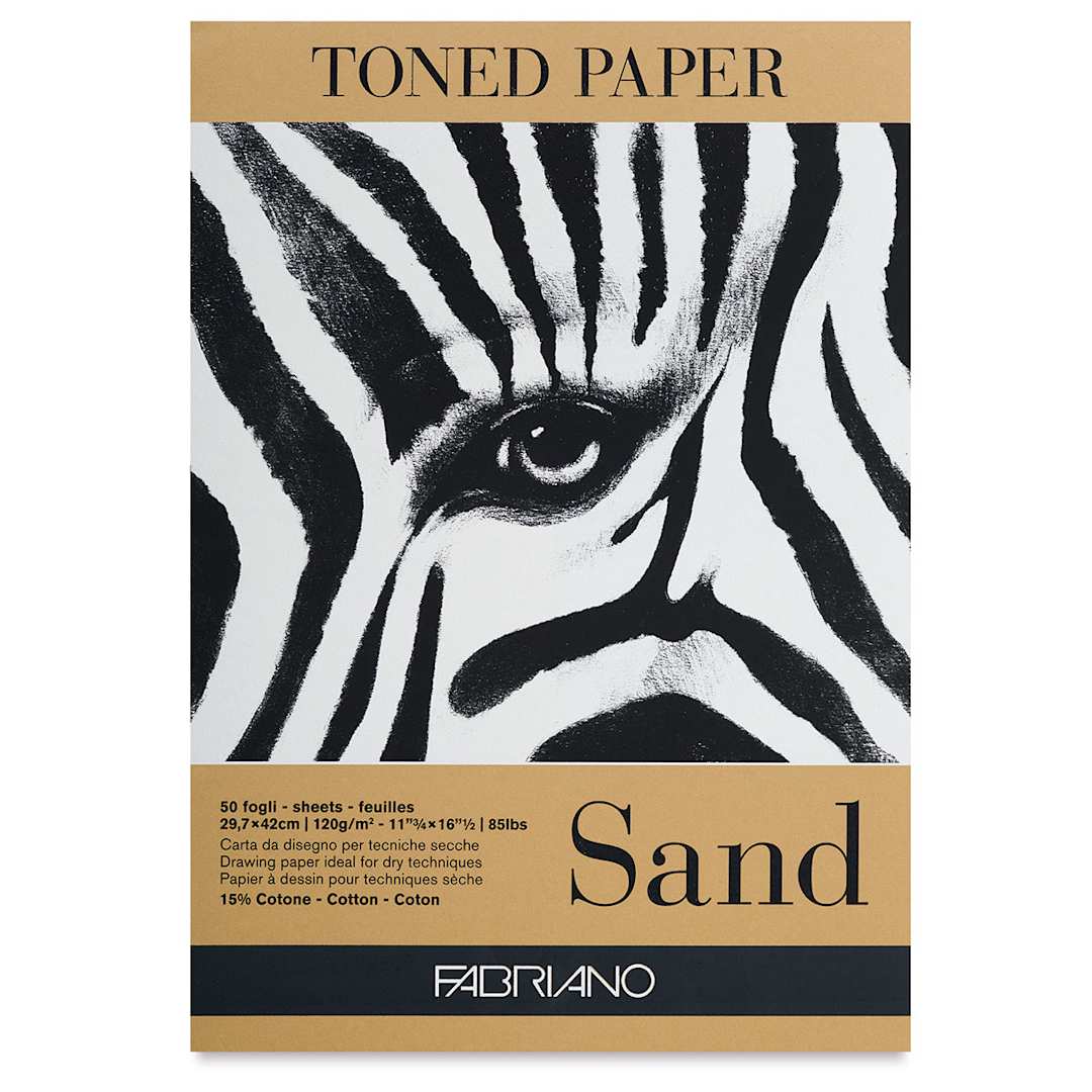 Open in modal - Fabriano Toned Paper Pad - Front of Pad of Sand Toned Paper 