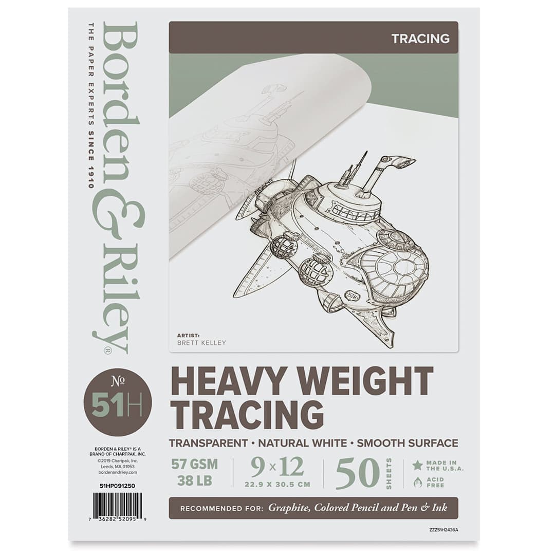 Open in modal - Borden & Riley #51 Heavy Weight Tracing Paper Pad, front cover