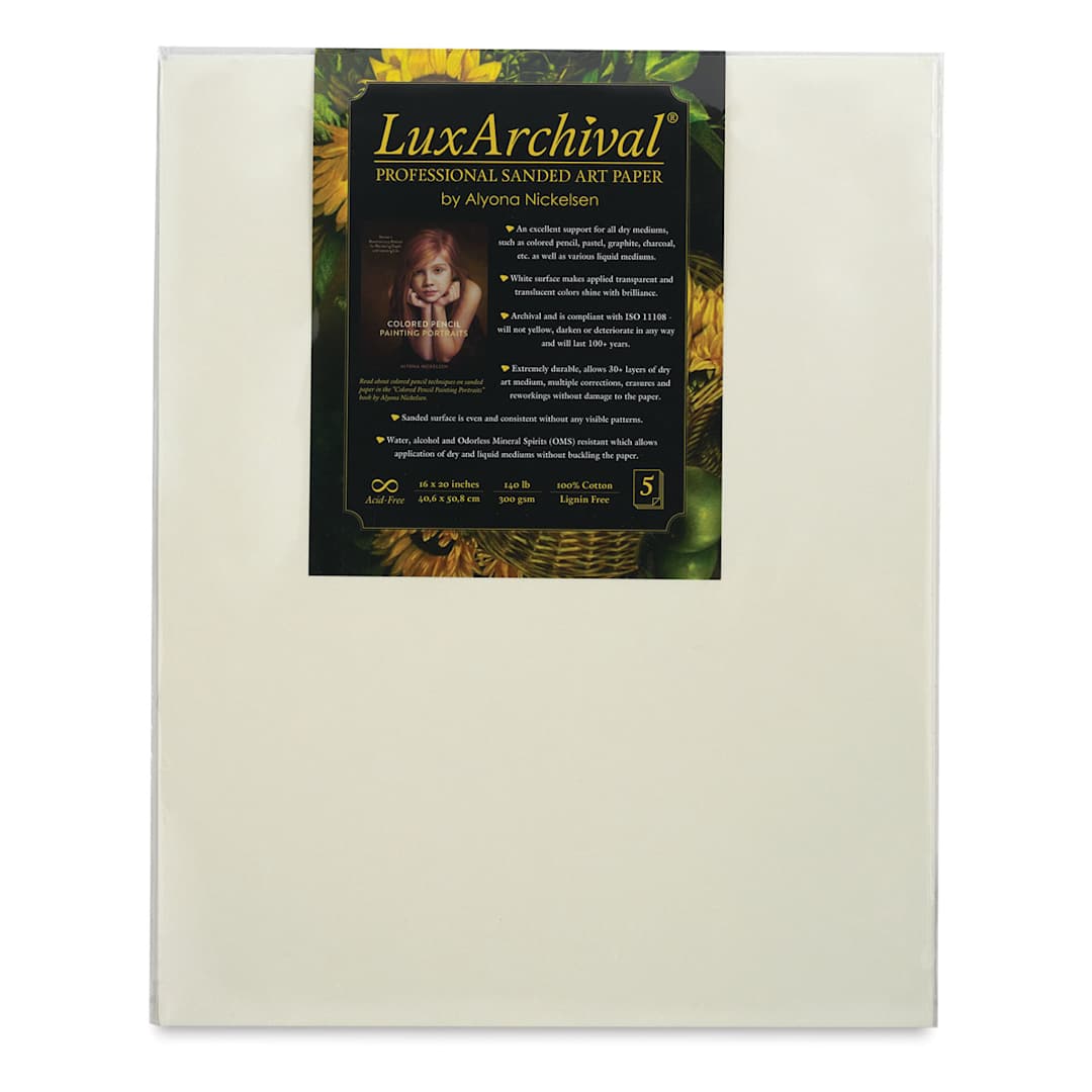 Open in modal - Brush and Pencil LuxArchival Professional Sanded Art Paper - Front view of 11" x 14" Pkg of 5 sheets