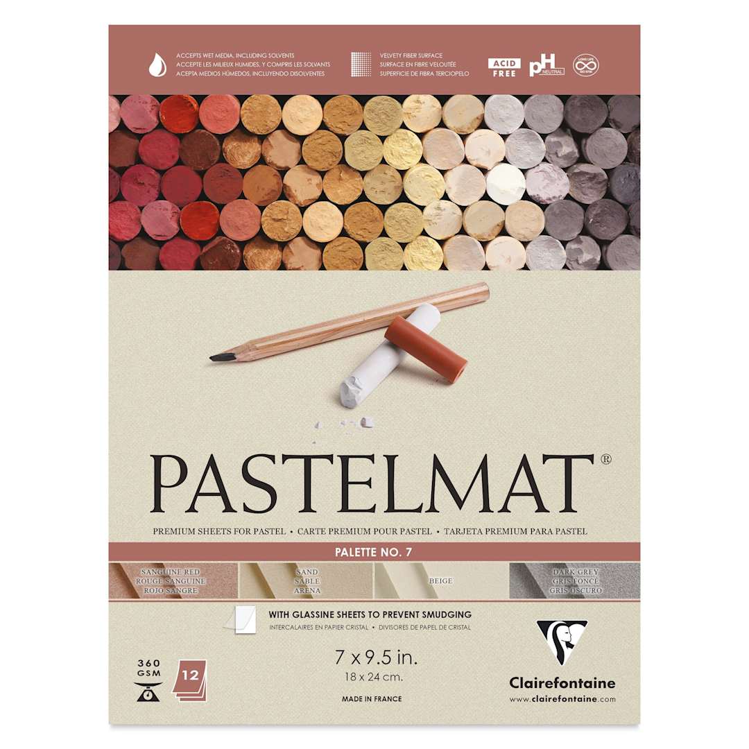 Open in modal - Clairefontaine Pastelmat Pad - 7" x 9-1/2", Palette No. 7, 12 Sheets - front of pad