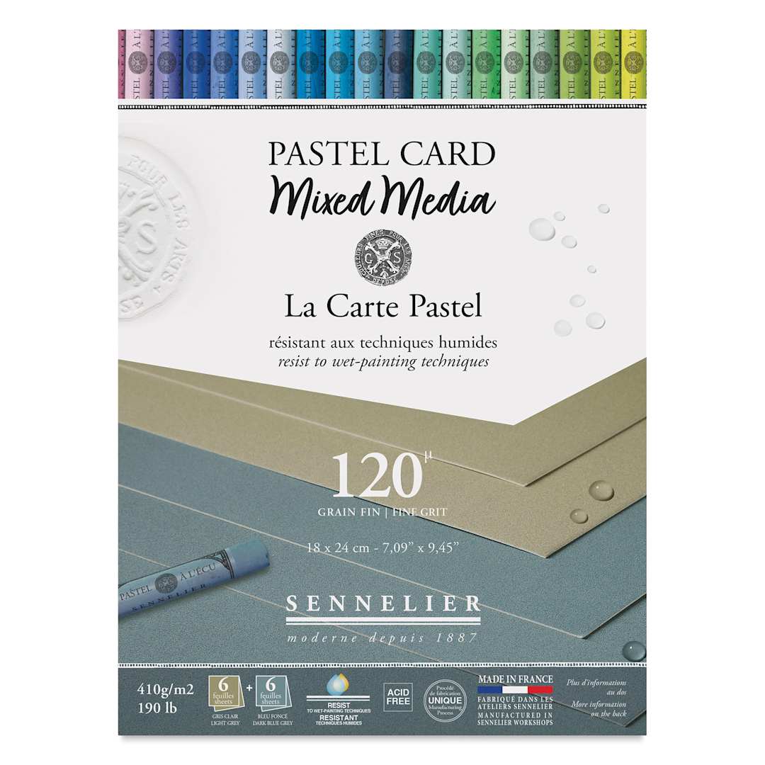 Open in modal - Sennelier La Carte Pastel Card Mixed Media Pad - Shades of Grey, 7" x 9-1/2", front cover