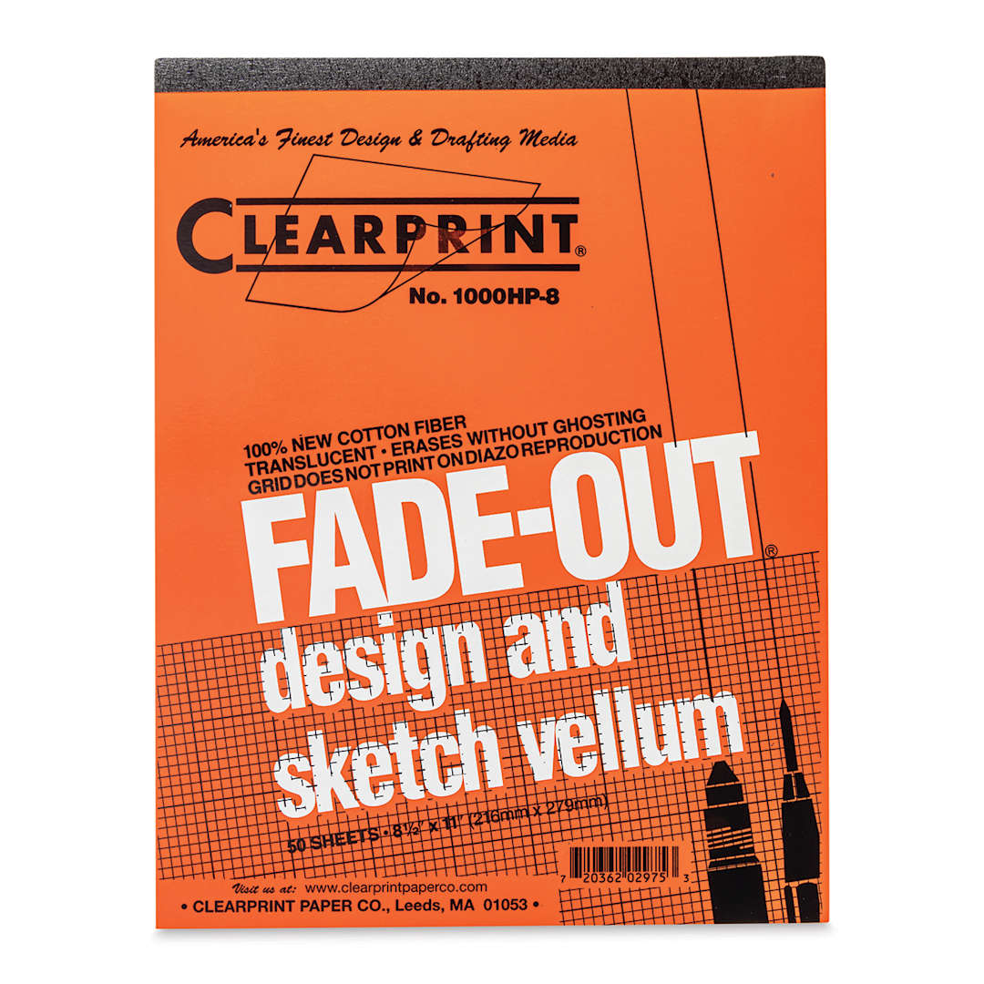 Open in modal - Clearprint Drafting and Design Fade-Out Vellum - 8 1/2" x 11", 8 x 8 Grid, Pad, 50 Sheets