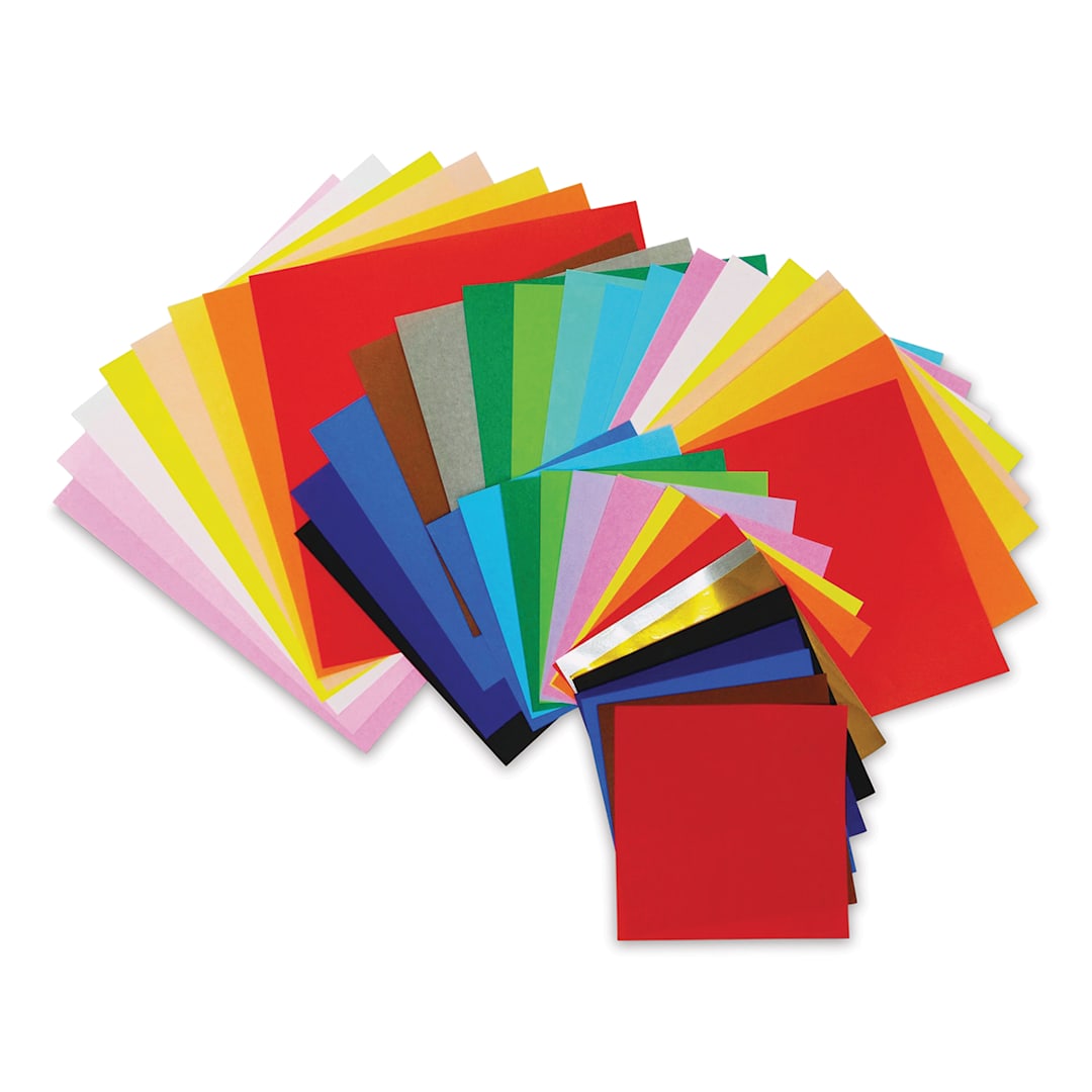 Open in modal - Yasutomo Origami Paper Assortment - 55 sheets of Assorted colors and larger sizes of Paper