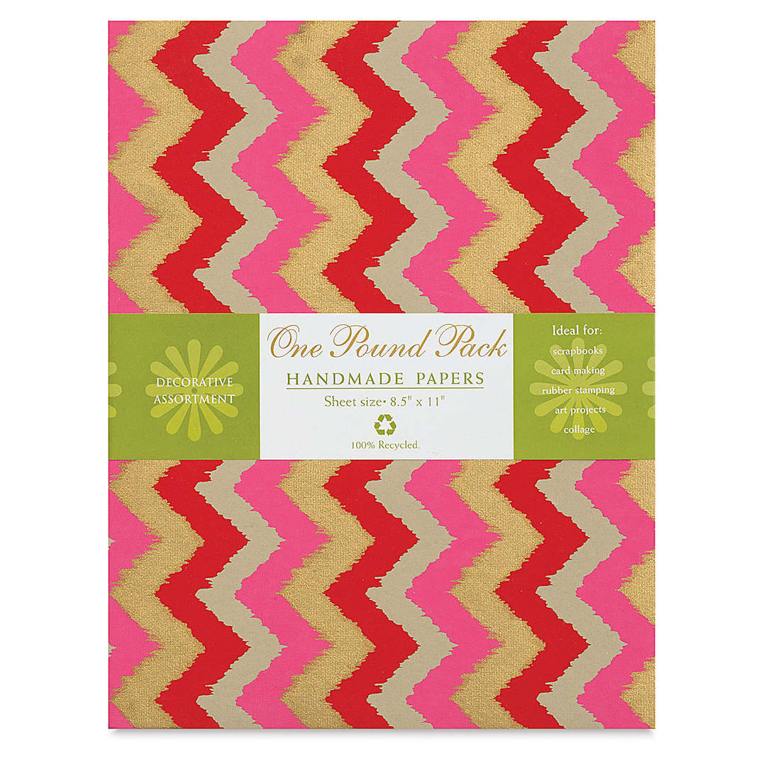 Open in modal - Shizen Handmade Paper by the Pound - Front of 8 1/2" x 11" Assorted Designs package with label