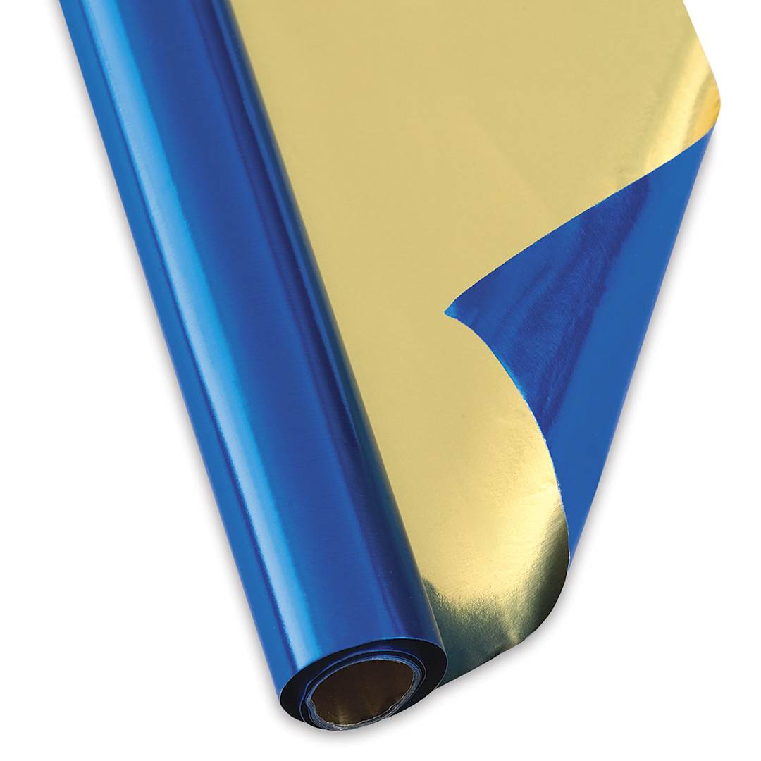 Open in modal - Folia Alu Foil Rolls - Blue and Gold Roll shown slightly unrolled