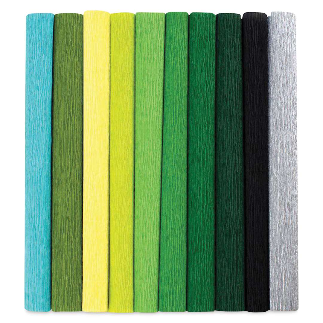 Open in modal - Lia Griffith Crepe Paper - Double-Sided Sheets, Green, Pkg of 2