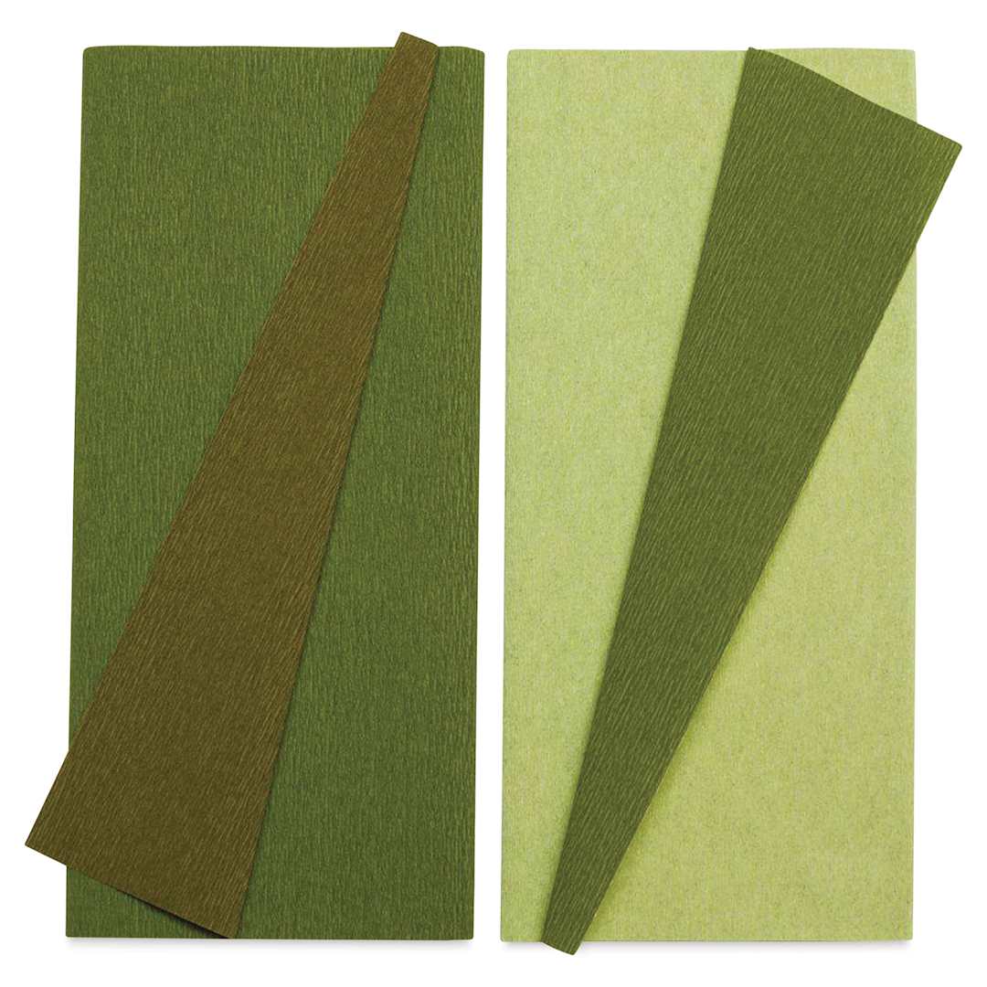 Open in modal - Lia Griffith Crepe Paper - Double-Sided Sheets, Green, Pkg of 2