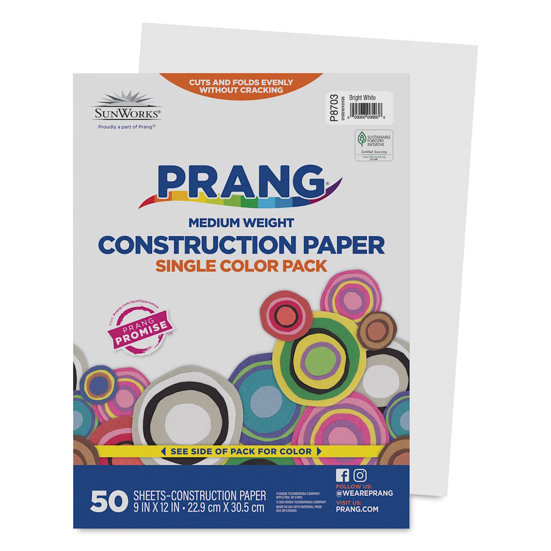 Open in modal - Pacon Sunworks Construction Paper - Bright White, 9" x 12", Pkg of 50 Sheets