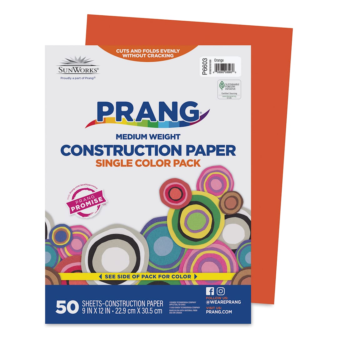 Open in modal - Prang Medium Weight Construction Paper - Orange, 9" x 12", Pkg of 50 Sheets