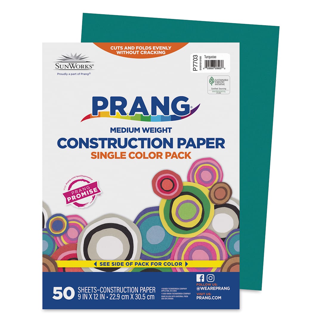 Open in modal - Prang Medium Weight Construction Paper - Turquoise, 9" x 12", Pkg of 50 Sheets