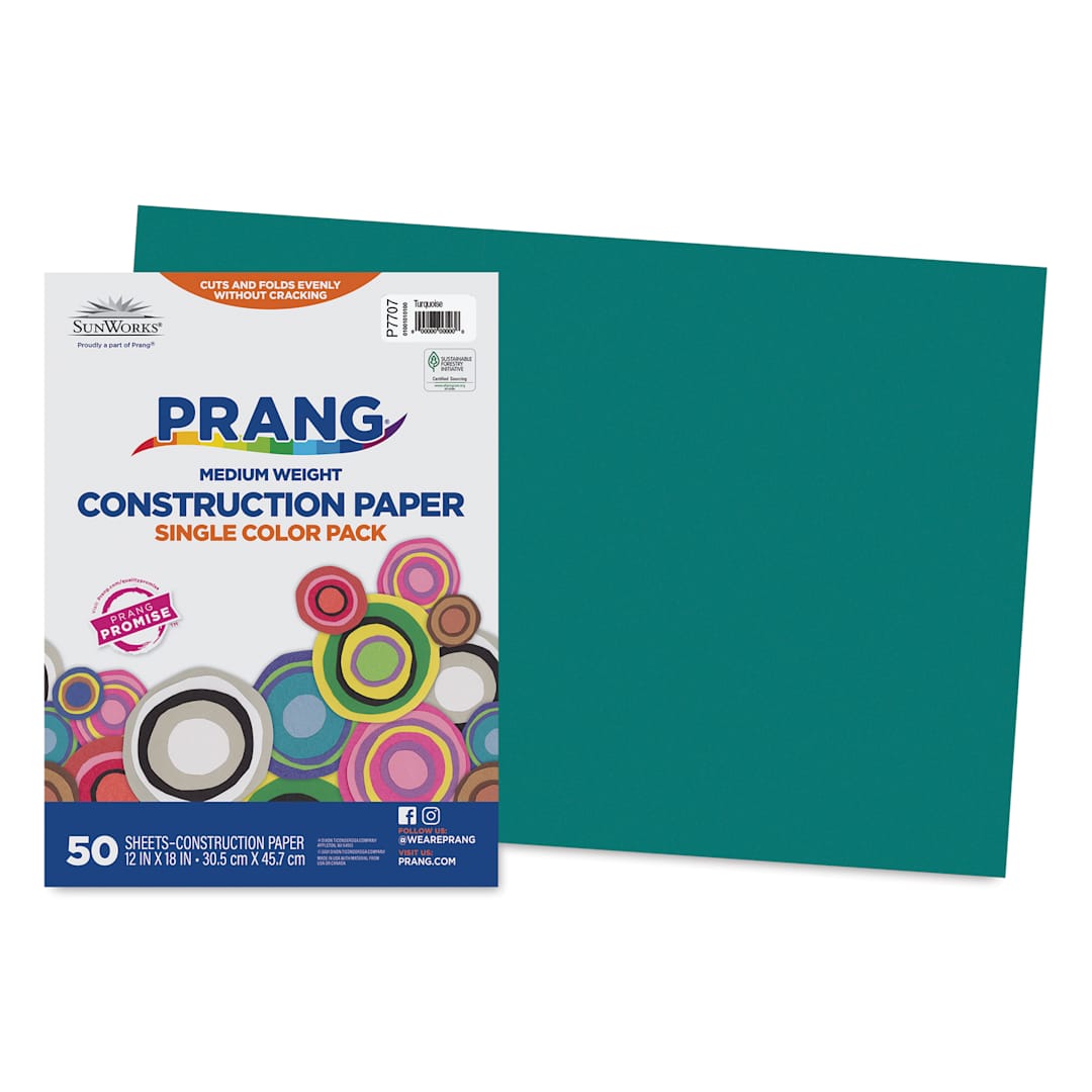 Open in modal - Prang Medium Weight Construction Paper - Turquoise, 12" x 18", Pkg of 50 Sheets