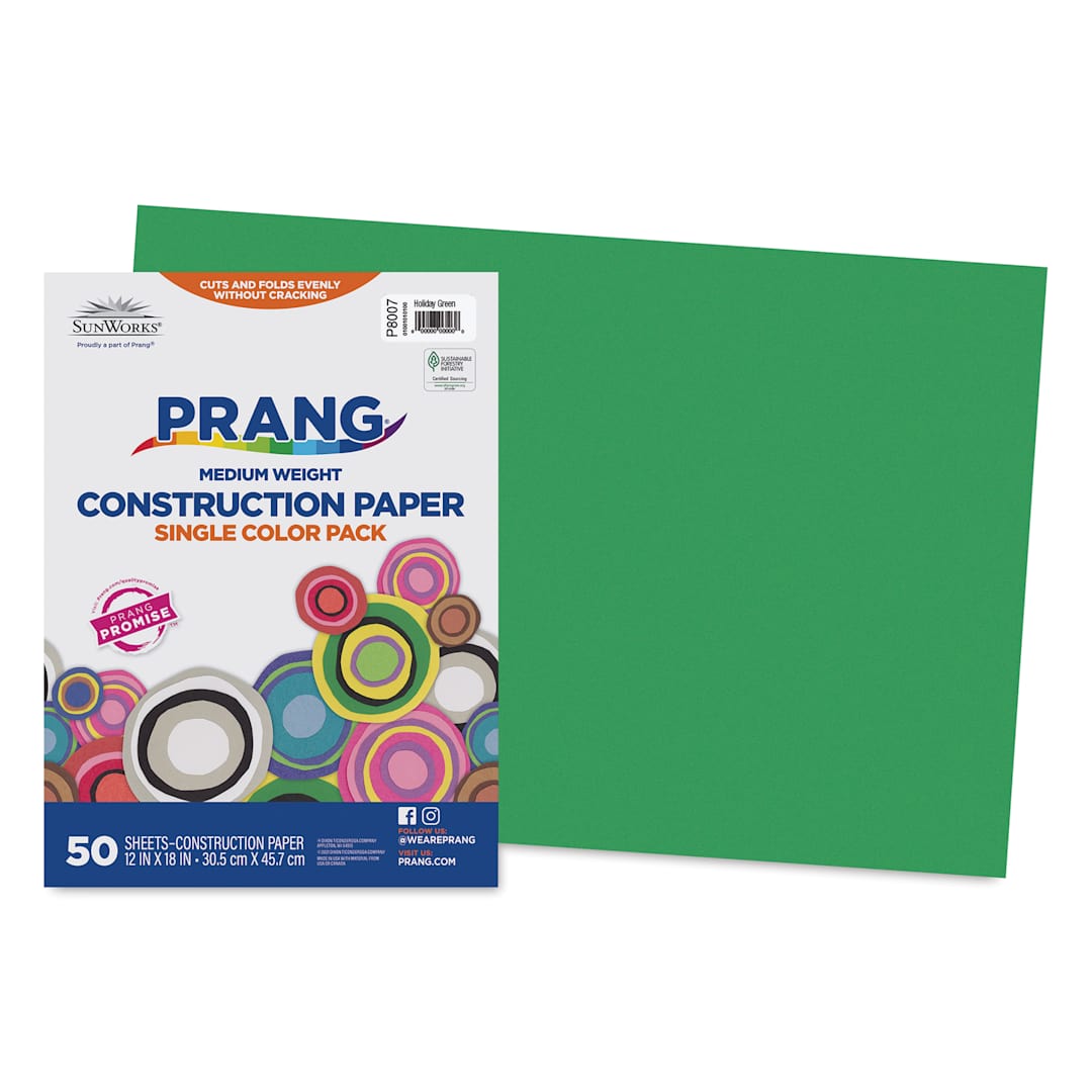 Open in modal - Prang Medium Weight Construction Paper - Holiday Green, 12" x 18", Pkg of 50 Sheets