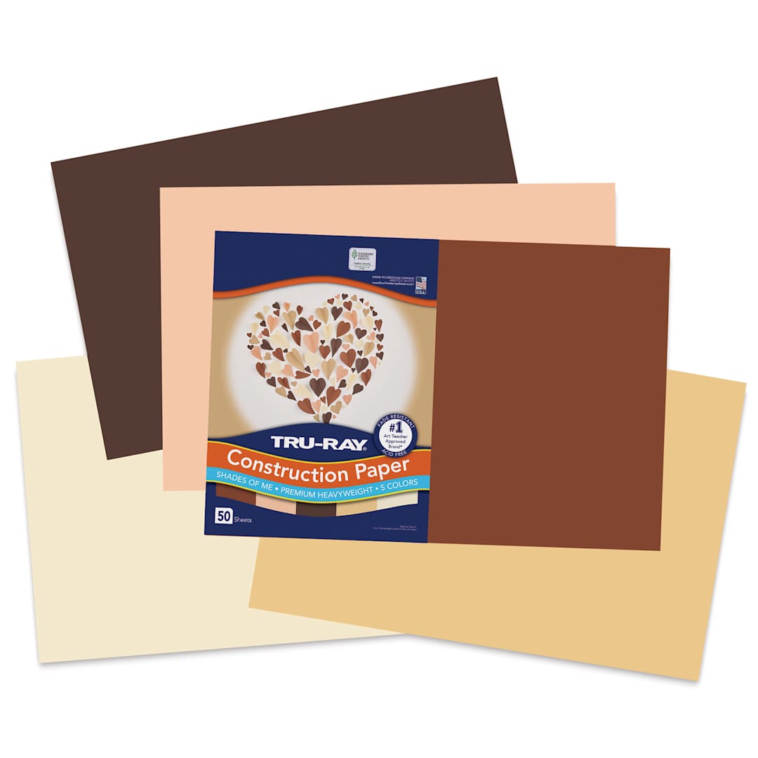 Open in modal - Pacon Tru-Ray Construction Paper - 12" x 18", Shades of Me, 50 Sheets (cover sheet with included paper colors)