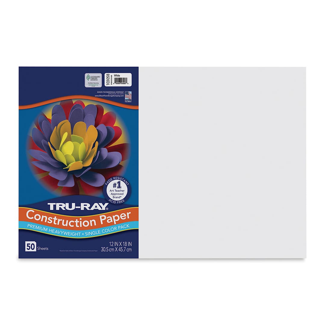 Open in modal - Pacon Tru-Ray Construction Paper - 12" x 18", White, 50 Sheets