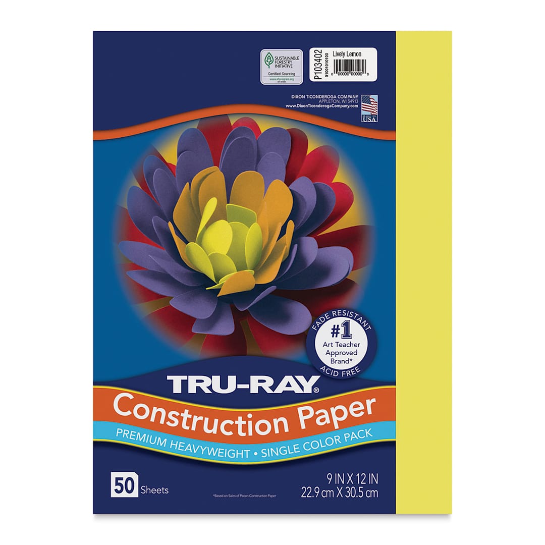 Open in modal - Pacon Tru-Ray Construction Paper - 9" x 12", Lively Lemon, 50 Sheets