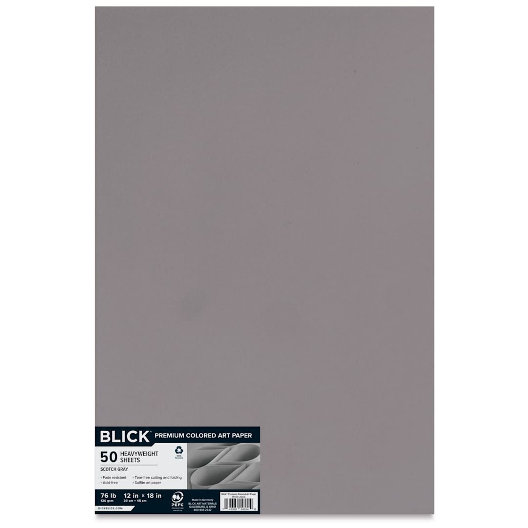 Open in modal - Blick Premium Colored Art Paper - 12" x 18", Scotch Gray, 50 Sheets