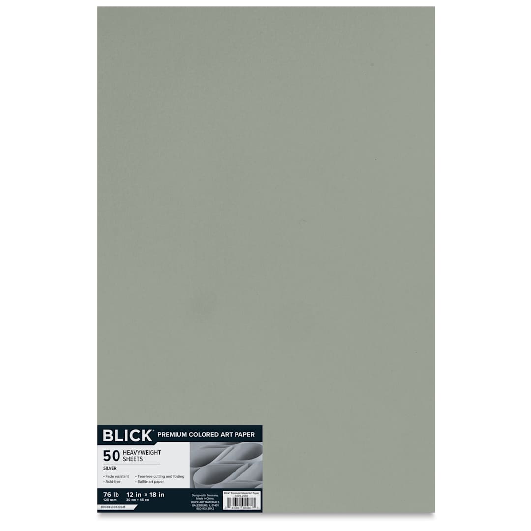 Open in modal - Blick Premium Colored Art Paper - 12" x 18", Silver, 50 Sheets, packaging