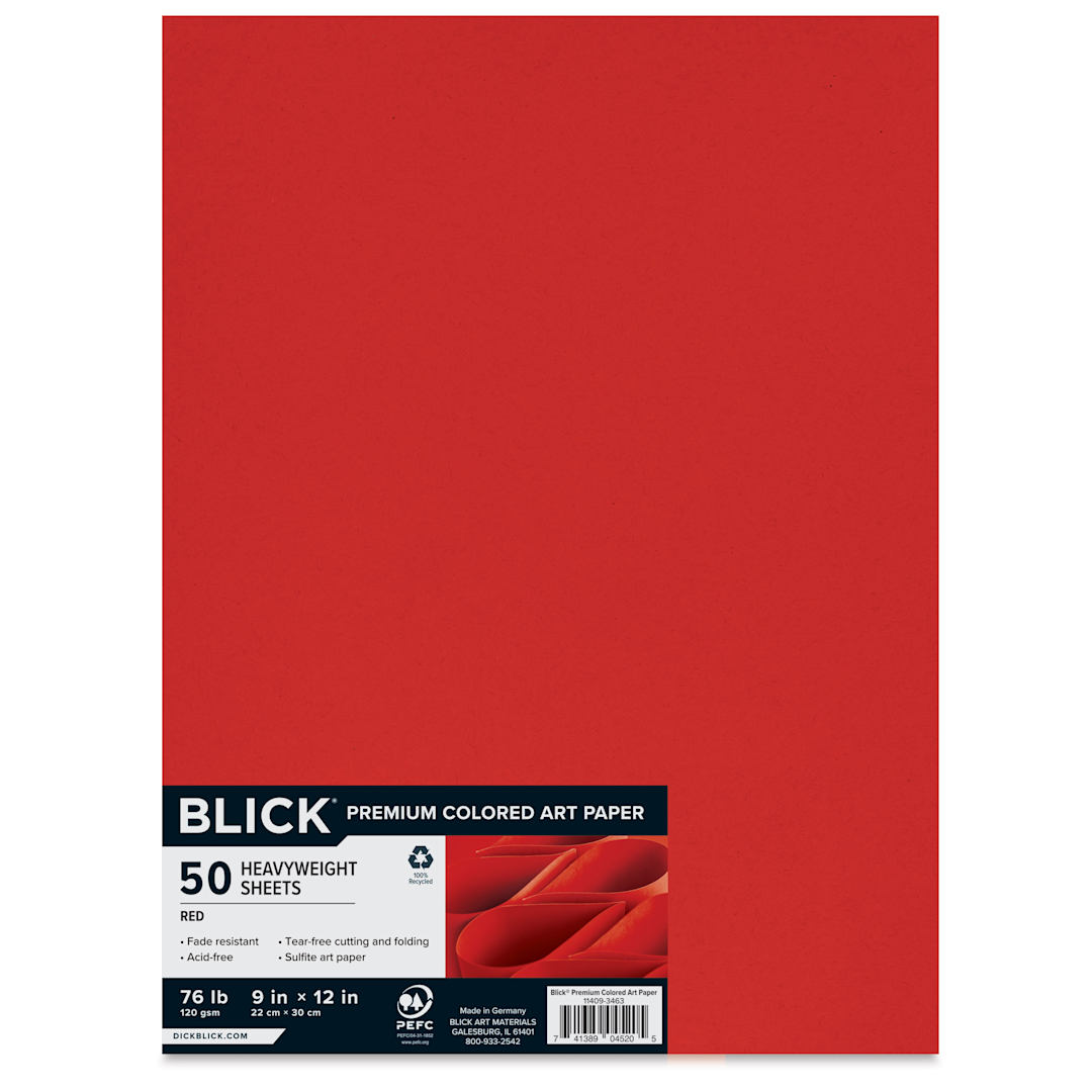 Open in modal - Blick Premium Colored Art Paper - 9" x 12", Red, 50 Sheets, front