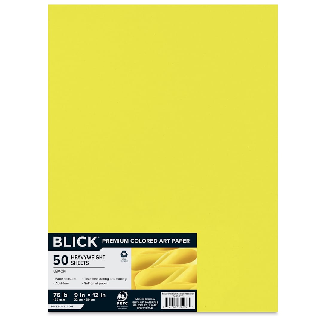 Open in modal - Blick Premium Colored Art Paper - 9" x 12", Lemon Yellow, 50 Sheets