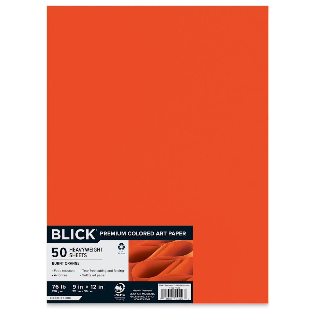 Open in modal - Blick Premium Colored Art Paper - 9" x 12", Burnt Orange, 50 Sheets, front of packaging