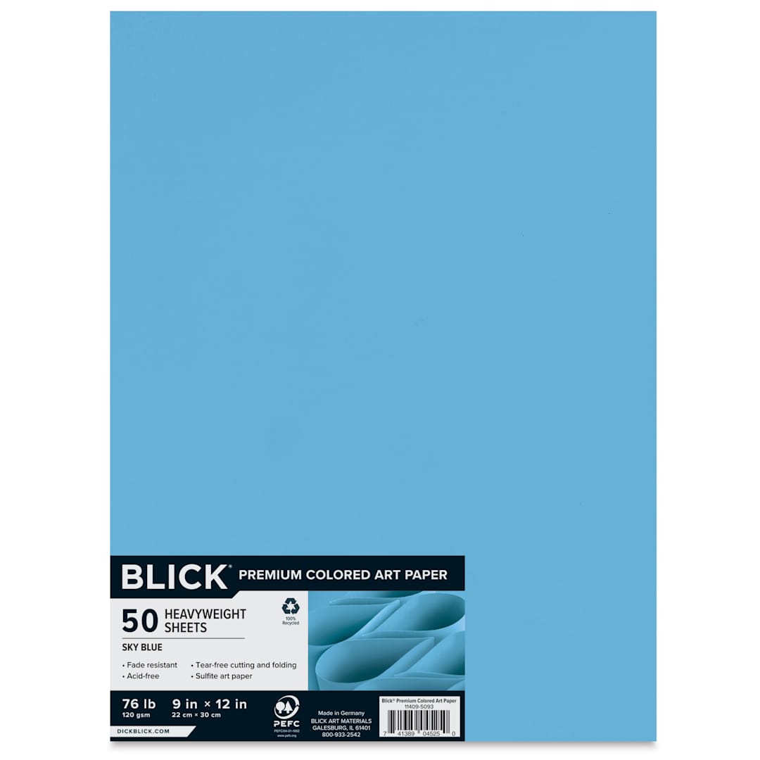 Open in modal - Blick Premium Colored Art Paper - 9" x 12", Sky Blue, 50 Sheets