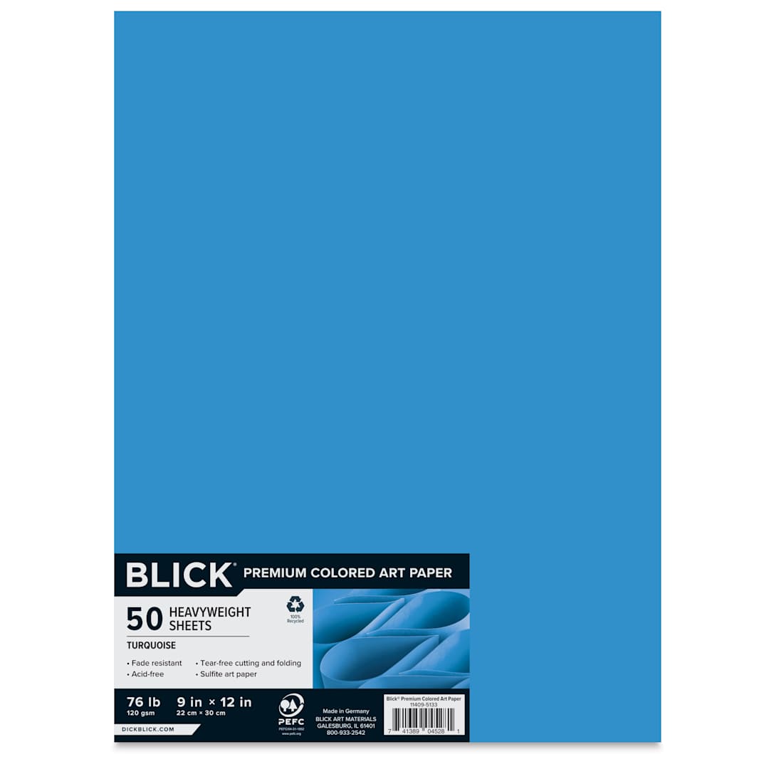 Open in modal - Blick Premium Colored Art Paper - 9" x 12", Turquoise, 50 Sheets