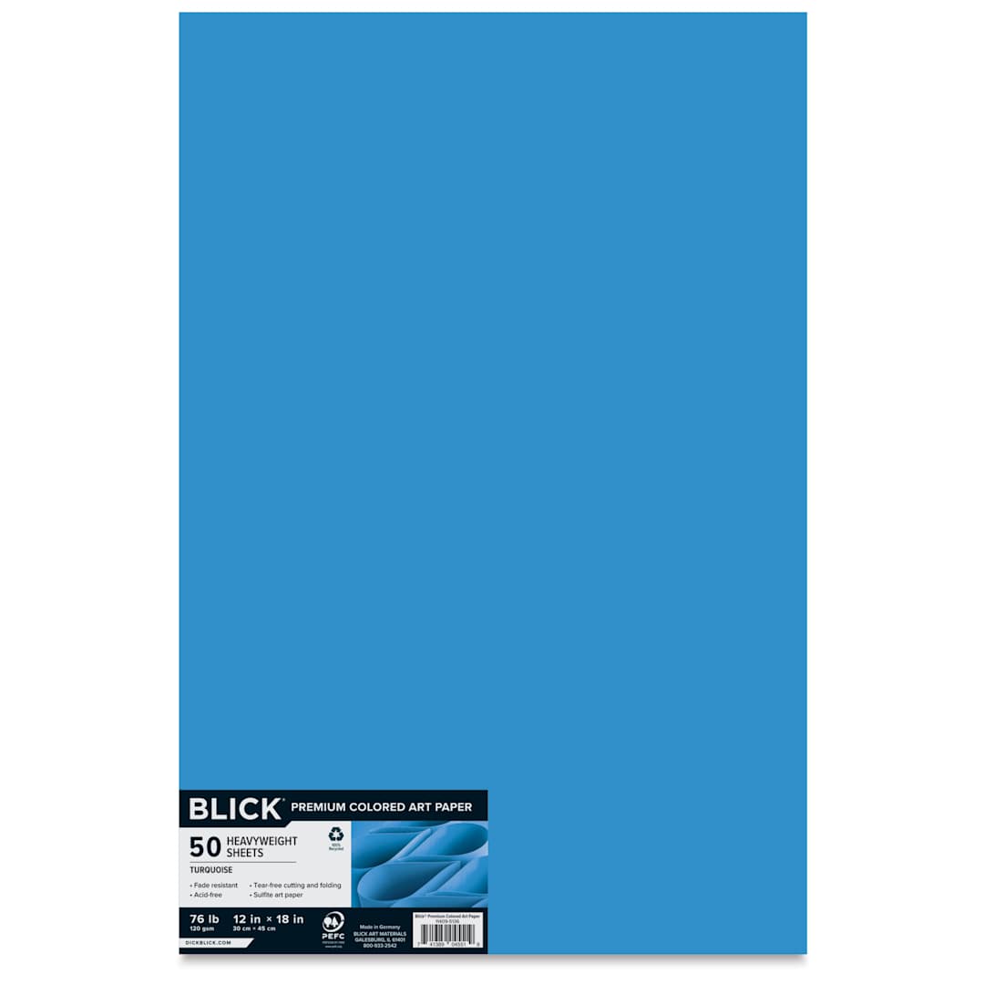 Open in modal - Blick Premium Colored Art Paper - 12" x 18", Turquoise, 50 Sheets