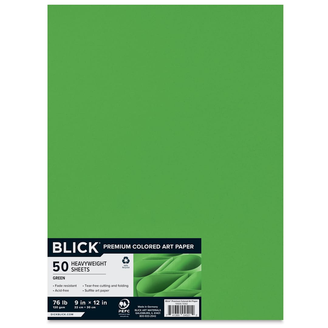 Open in modal - Blick Premium Colored Art Paper - 9" x 12", Green, 50 Sheets, front