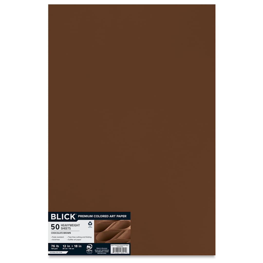Open in modal - Blick Premium Colored Art Paper - 12" x 18", Chocolate Brown, 50 Sheets, front