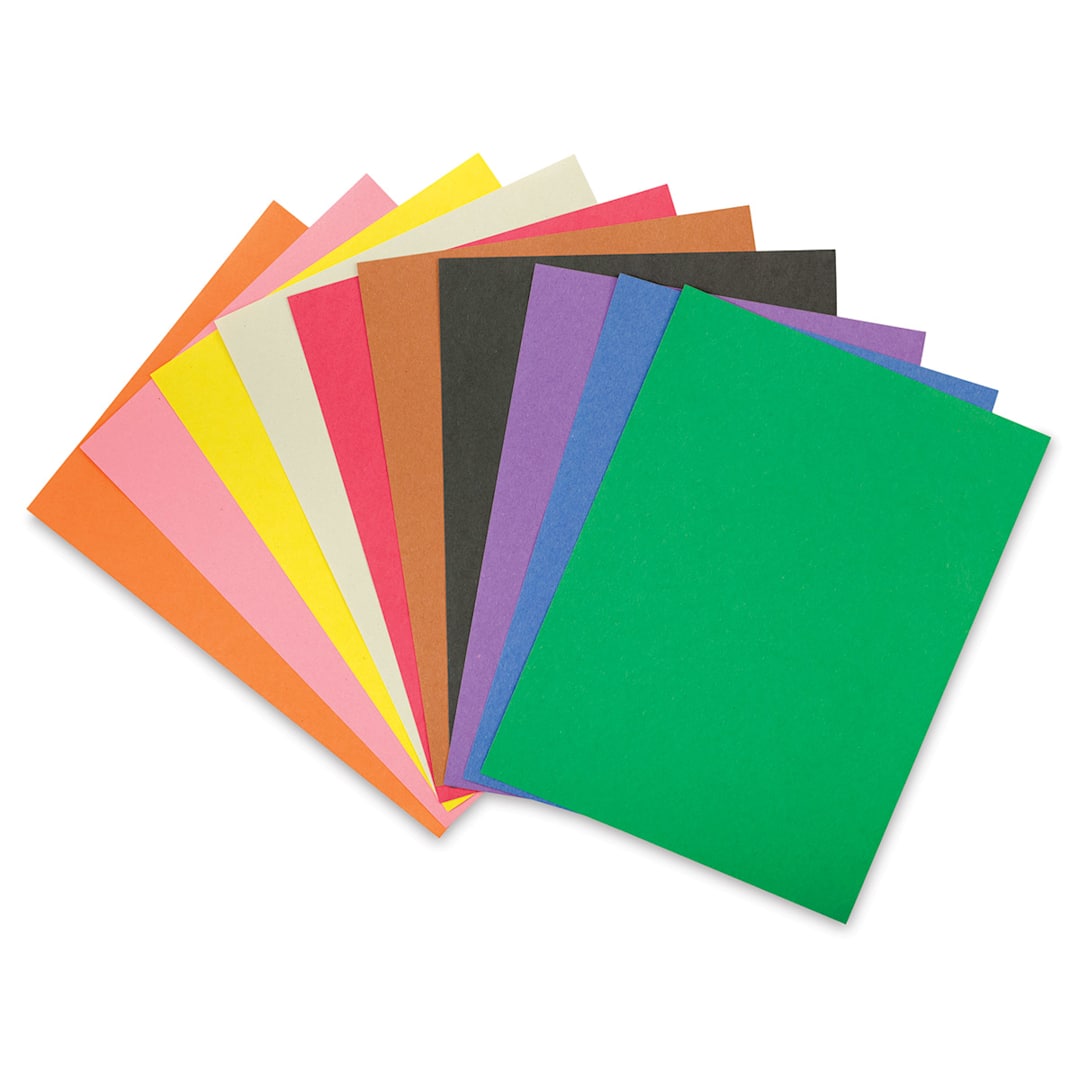 Open in modal - RiteCo Construction Paper - Assorted Colors of 9" x 12" Sheets shown in fan