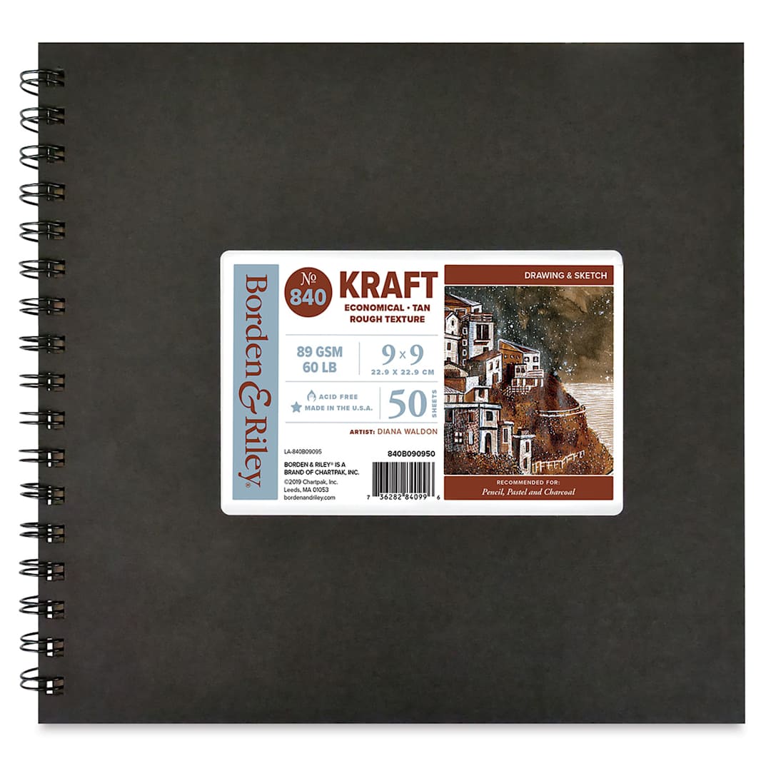 Open in modal - Borden & Riley #840 Kraft Paper Sketchbook - 9" x 9", front cover