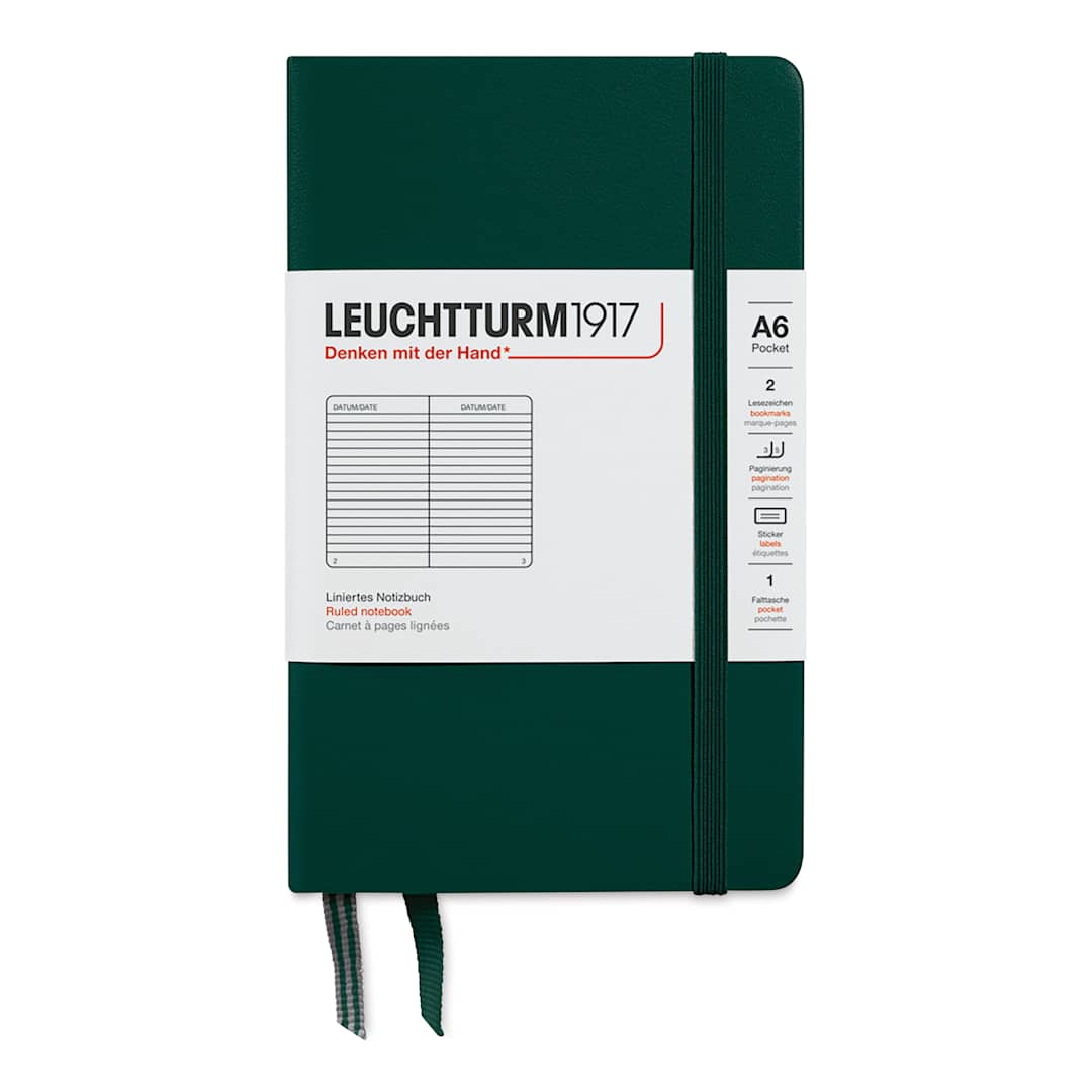 Open in modal - Leuchtturm1917 Ruled Hardbound Notebook - Forest Green, 3-1/2" x 6"