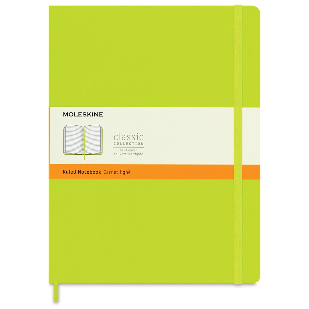 Open in modal - Moleskine Classic Hardcover Notebook - Lemon Green, Ruled, 9-3/4" x 7-1/2", front cover