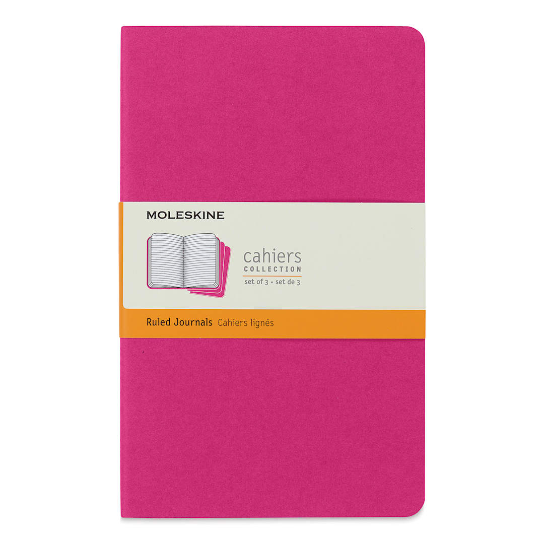 Open in modal - Moleskine Cahier Journals - 8-1/4" x 5", Ruled, Kinetic Pink, Pkg of 3