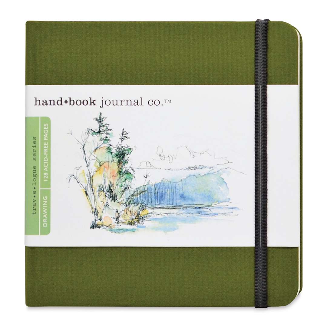 Open in modal - Hand Book Artist Journal - 5-1/2" x 5-1/2", Cadmium Green, Square, 128 Pages