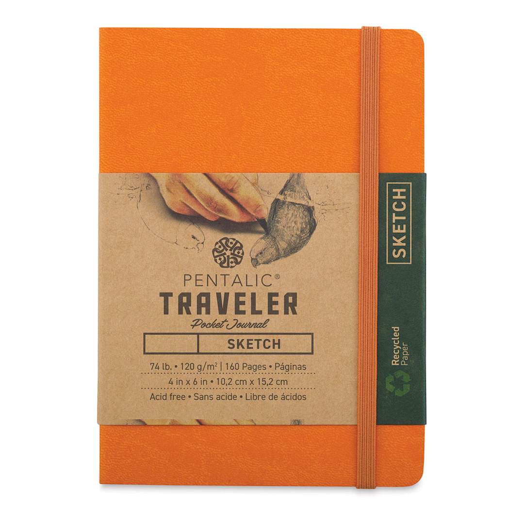 Open in modal - Pentalic Recycled Traveler's Sketchbook - 5-7/8" x 4-1/8", Orange