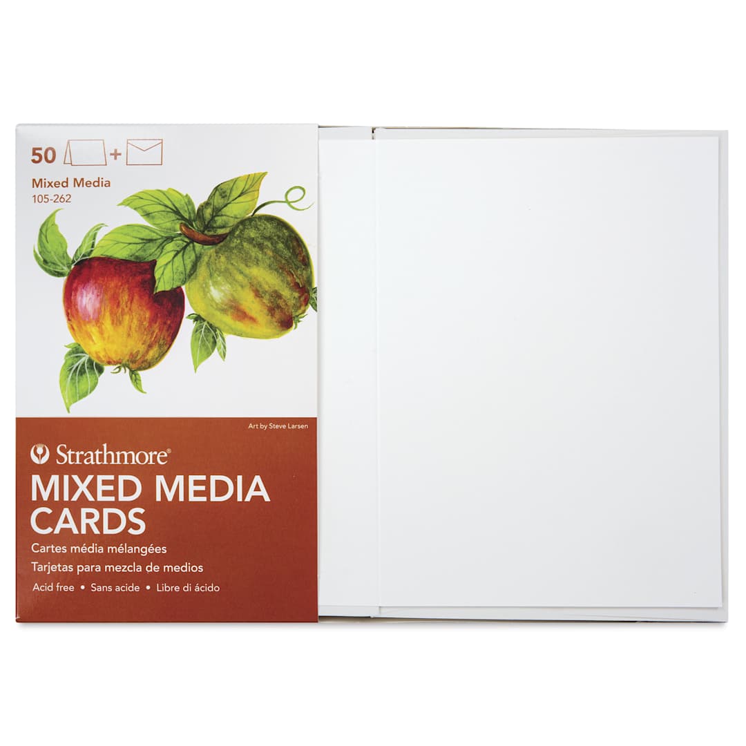 Open in modal - Strathmore 400 Series Mixed Media Cards and Envelopes - 5" x 6-7/8", Pkg of 50, front of the packaging