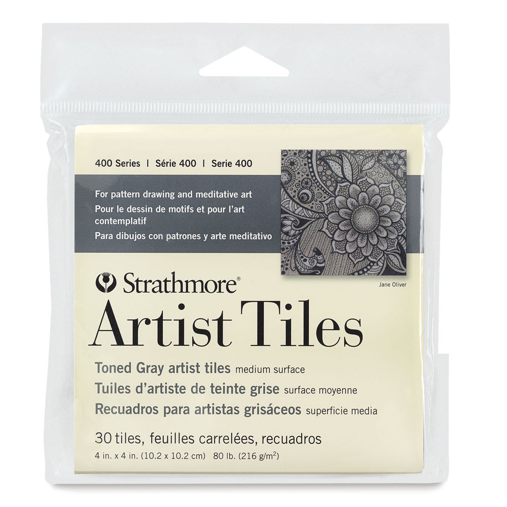 Open in modal - Strathmore 400 Series Toned Paper Artist Tiles - Front of package of Gray Tiles
