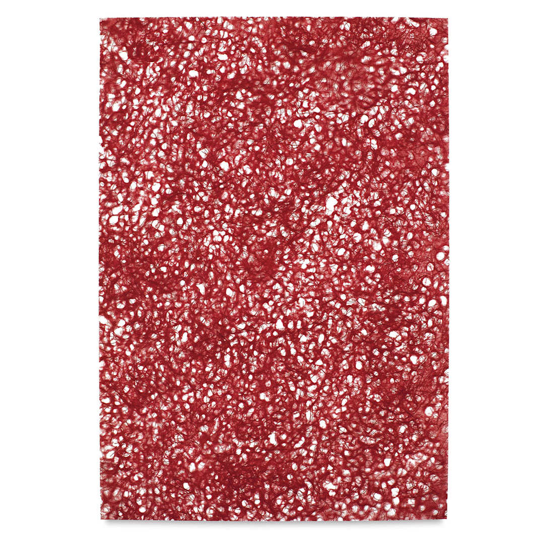 Open in modal - Black Ink Japanese Ogura Lace Papers - Top view of Cardinal Red sheet