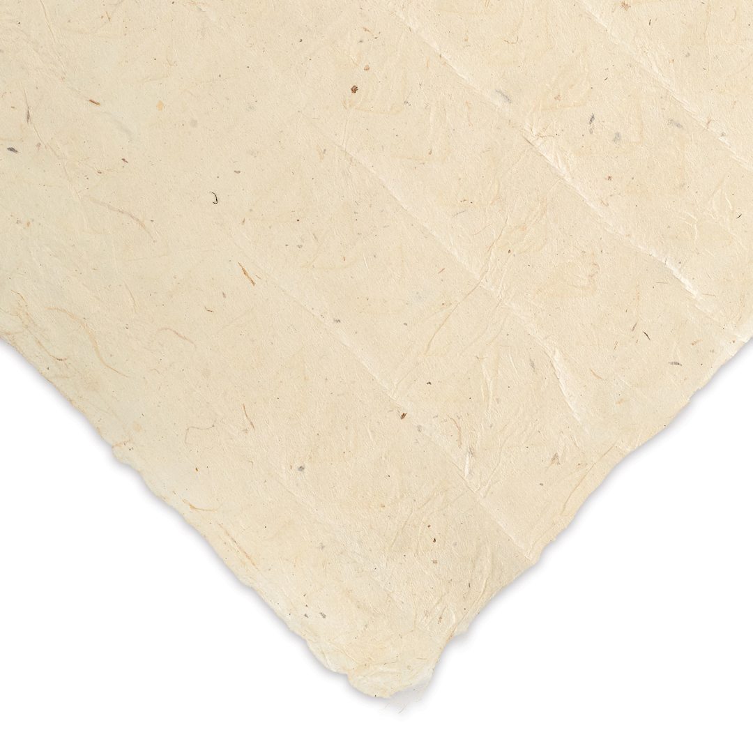 Open in modal - Lokta Paper - Textured Triangle, Cream, 20" x 30", Single Sheet (close-up of corner to show texture)