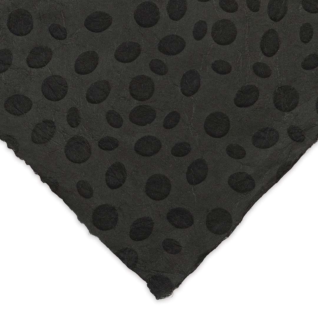 Open in modal - Lokta Paper - Textured Dot, Black, 20" x 30", Single Sheet (close-up of corner to show texture)