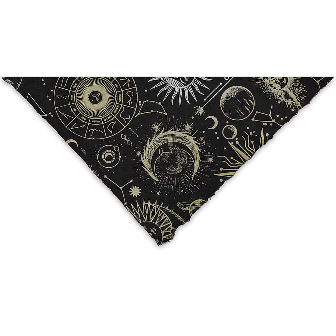 Open in modal - Celestial Print Lokta Paper- Black and Metallic, 20" x 30" (corner)