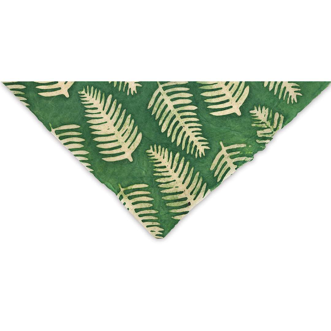 Open in modal - Lokta Paper - Batik Fern, Green, 20" x 30"