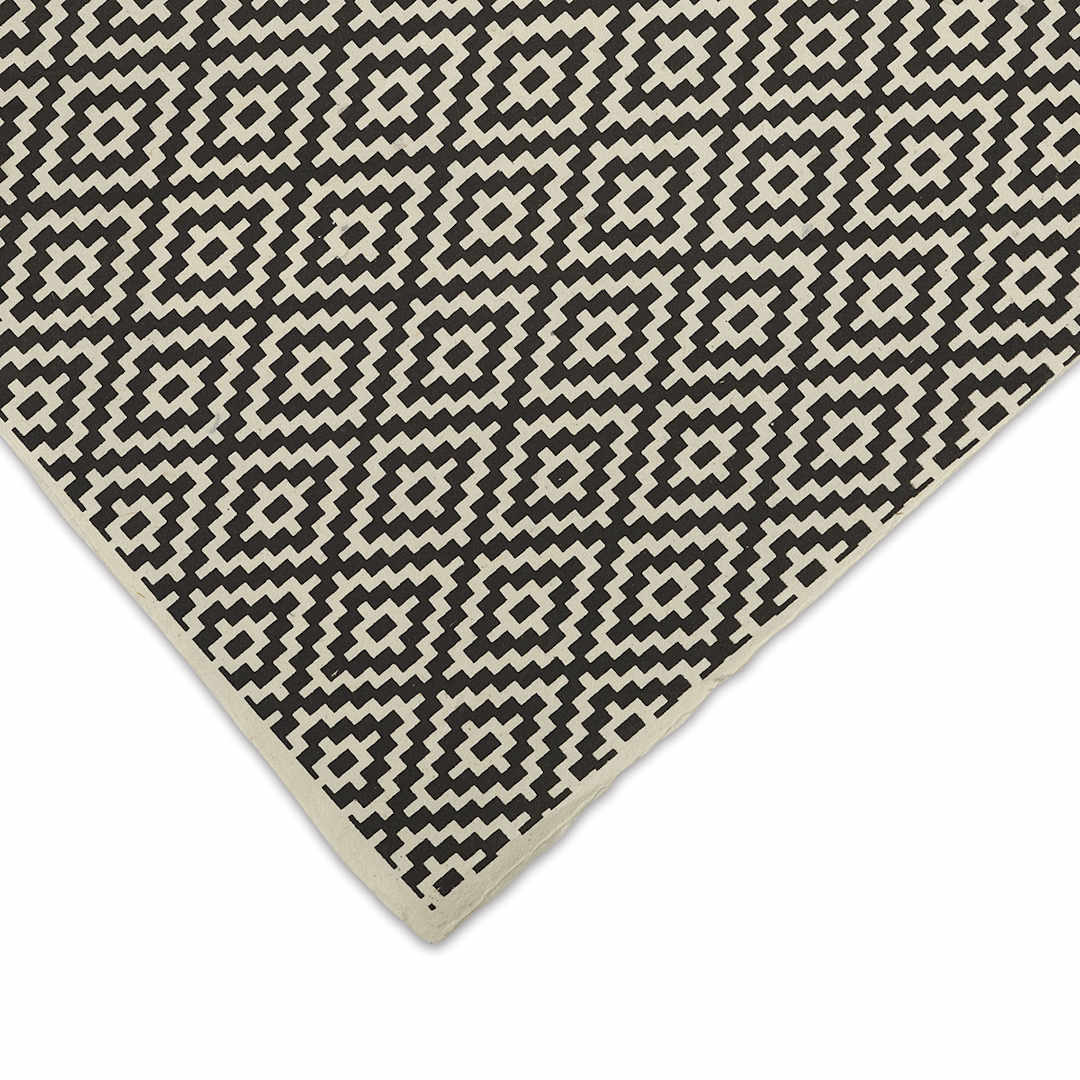 Open in modal - Rhombus Print Lokta Paper - Black on Cream, 20" x 30"