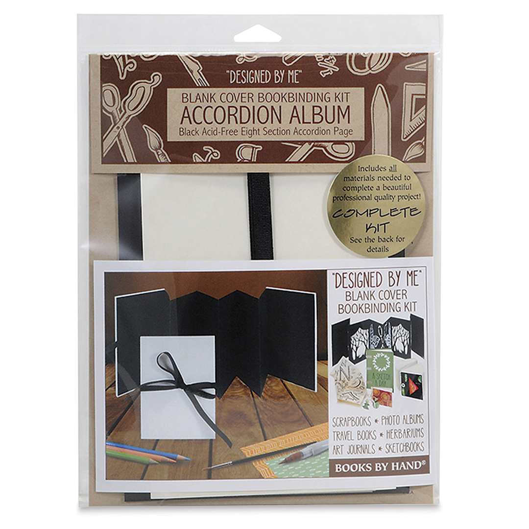 Open in modal - Books By Hand Blank Cover Accordion Album Bookbinding Kit - Black Pages front of packaging