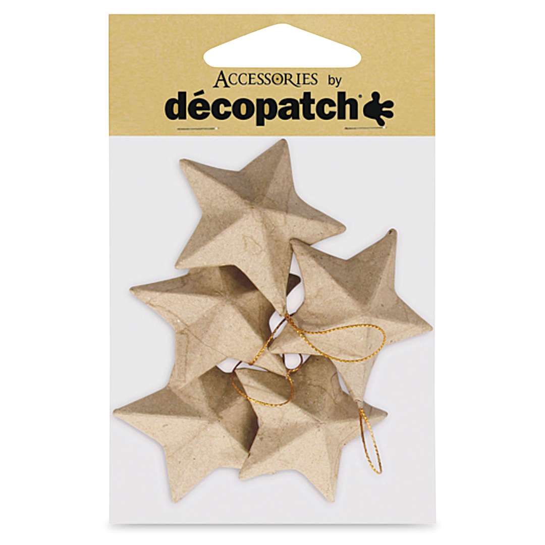 Open in modal - Decopatch Paper Mache Ornament - Stars, Pkg of 5